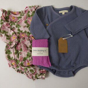 Ruffle Butts & NWT Grayson Mini Set With NWT Little Stocking Tights, Size 3-6 Mo